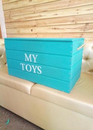 Ящик для игрушек голубой2 фото