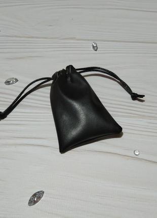 Подарочный мешочек из эко-кожи 6*9 см (кожаный мешочек, мешочек для украшений) цвет - черный