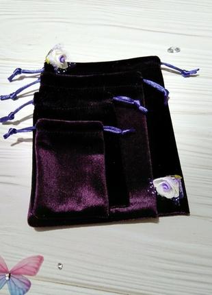 Подарочный мешочек из бархата 13 х 18 см (бархатный мешочек, мешочек для украшений) цвет - баклажан3 фото