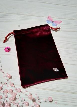 Подарочный мешочек из бархата 10 х 16 см (бархатный мешочек, мешочек для украшений) цвет -бордо2 фото