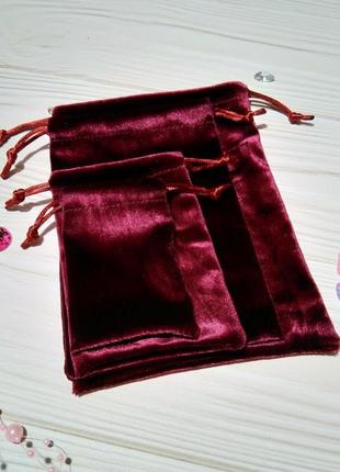 Подарочный мешочек из бархата 10 х 16 см (бархатный мешочек, мешочек для украшений) цвет -бордо3 фото