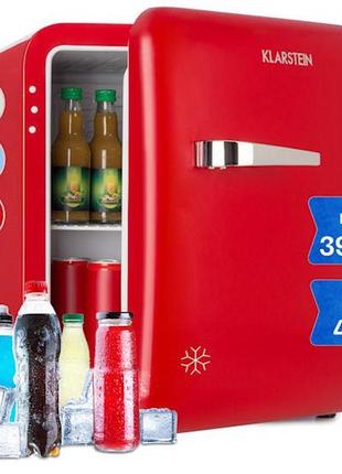 Klarstein audrey mini, ретро холодильник, 48 л, червоний