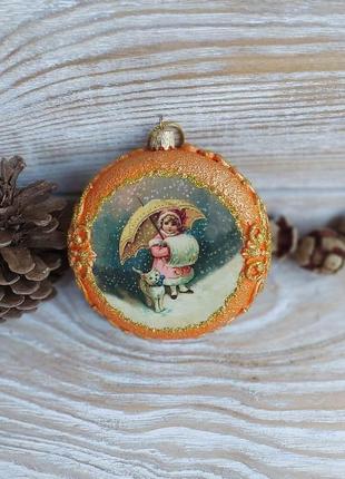 Новогодняя елочная игрушка, медальон 10см.