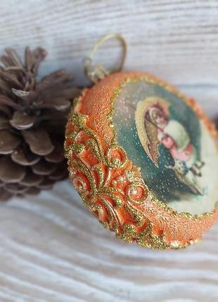 Новогодняя елочная игрушка, медальон 10см.