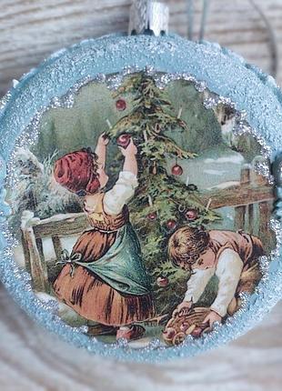 Новогодняя елочная игрушка, медальон 10см.