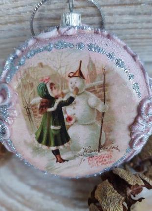 Новорічна ялинкова іграшка, медальйон 8см.