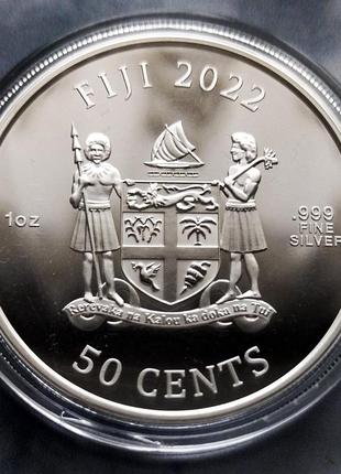 Серебряная монета древние воины: самурай, 1 унция серебра, фиджи, 20222 фото
