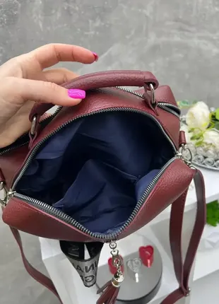 Бордо — стильна, якісна сумка lady bags на два відділення з двома знімними ременями6 фото