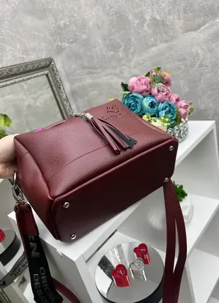 Бордо — стильна, якісна сумка lady bags на два відділення з двома знімними ременями4 фото