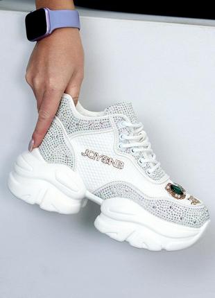 Ультра модные сверкающие белые кроссовки в стразах в стиле спорт-шик3 фото