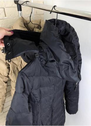 Чёрный пуховик пальто курточка парка с капюшоном benetton2 фото