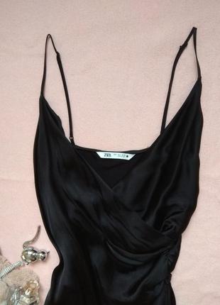 Сукня вечірня чорна шовкова ( віскоза) в білизняному стилі довга міді р 36 с 44 s нова zara3 фото