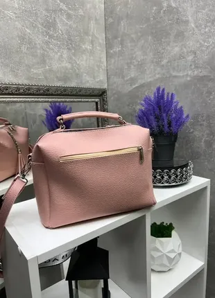 Пудра — стильна, якісна сумка lady bags на два відділення з двома знімними ременями2 фото