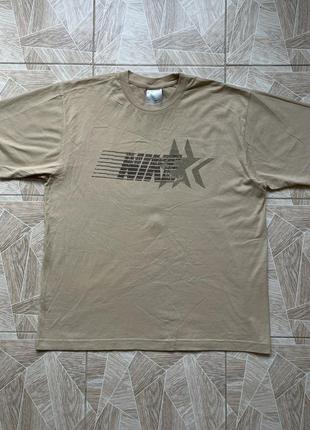 Футболка y2k retro 90s vintage nike big stars logo beige tee