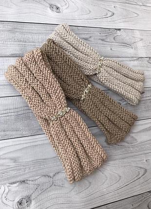 Повязочка ободок на голову напіввовна брошка брошка пов'язка ніжна