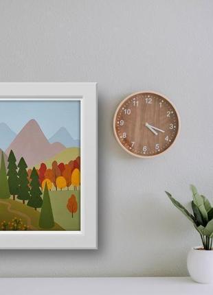 Картина акрил, осінь в карпатах, 30х30см5 фото