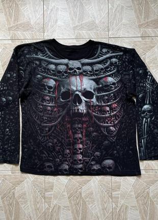 Лонгслив vintage avant garde skull overprint oversized long sleeve1 фото