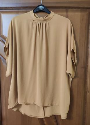 Летняя блуза горчичного цвета р.52-54/eur446 фото