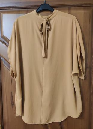Летняя блуза горчичного цвета р.52-54/eur443 фото