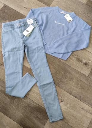Джинси блакитні джинсики штани h&m еластичні6 фото