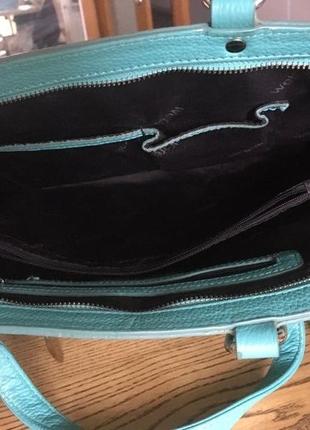 Бірюзова структурована сумка-портфель wellfare, натуральна шкіра5 фото