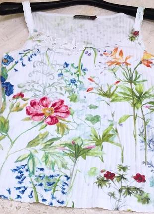 Майка брендова marc cain floral paint white cotton top оригінал n 21 фото