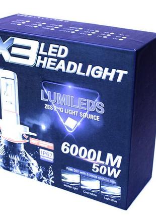 Led лампы h4 50w 6000k 6000lm диоды philips. +2 фильтра в комплекте! светодиодные лампы eu & usa.1 фото