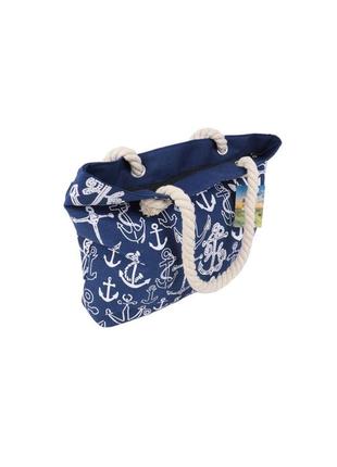 Тканинна пляжна сумка в морському стилі якорі комбінований lidl3 фото