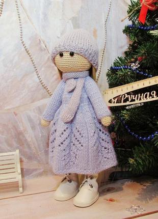 Куколка зимняя с комплектом одежды вязаная тыквоголовка3 фото