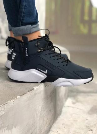 Зимние мужские кроссовки nike huarache acronym winter темно-синие (найк хуарачи, кросівки)