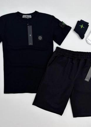 Футболка шорты stone island. мужской спортивный костюм