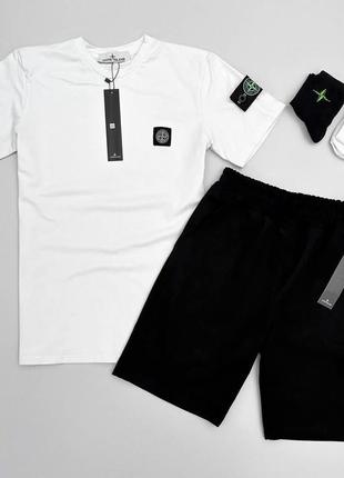 Футболка шорты stone island. мужской спортивный костюм