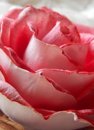 Брошь заколка цветок роза роза красно белая1 фото