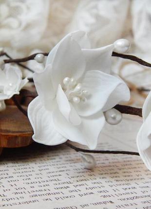 Веночек обруч ободок белый цветочный нежный2 фото