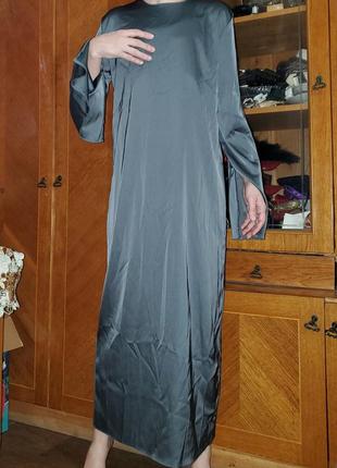 Сатиновое атласное платье zara свободного покроя2 фото