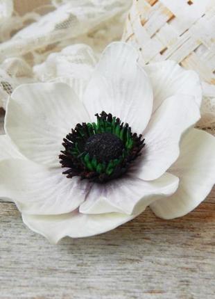 Квітка брошка шпилька анемона брошка квітка білий1 фото