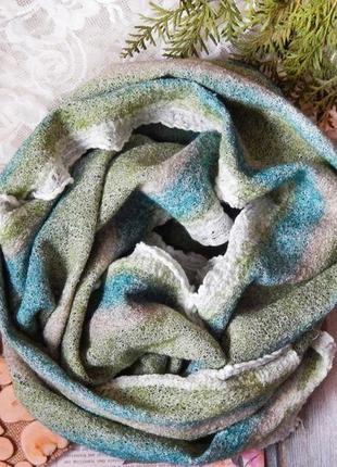 Снуд шарф шарф стильный из шерсти зеленая гамма2 фото