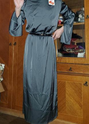 Сатиновое атласное платье zara свободного покроя5 фото