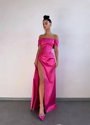 Корсет + юбка макси, вечернее платье розовое, платье-корсет1 фото