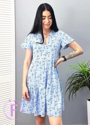 Коротка літня сукня з квітковим принтом "brittany", блакитний2 фото