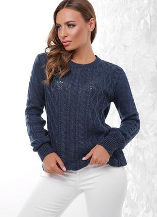 В'язаний светр 158, вовна з акрилом, фіолетовий3 фото
