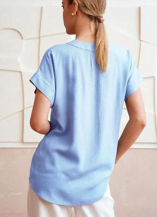 Однотонна літня блуза "nice", блакитний2 фото