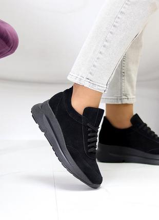 Базові чорні замшеві жіночі кросівки натуральна замша доступна...4 фото