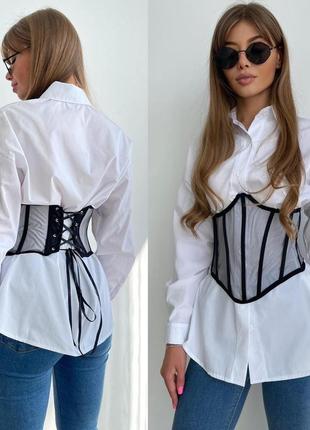 Сорочка жіноча котонова с корсетом в комплекте мод.054