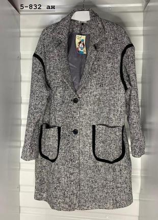 Жіноче пальто oversize з твіду 5-832 ан2 фото
