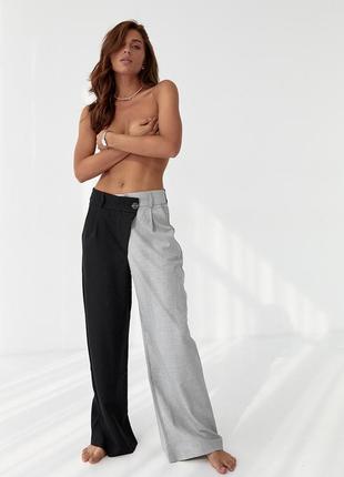 Двоколірні штани з бічним гульфиком perry — сірий колір, m (є ...3 фото
