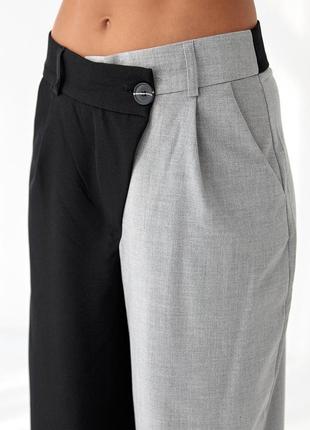 Двоколірні штани з бічним гульфиком perry — сірий колір, m (є ...4 фото