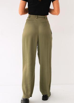 Атласні штани кюлоти flow - хакі колір, 26р (є розміри)2 фото