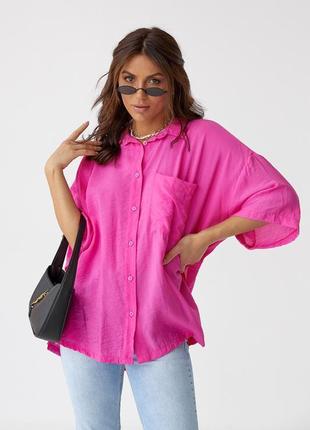 Жіноча сорочка в стилі oversize з розпірками barley — фуксія к...