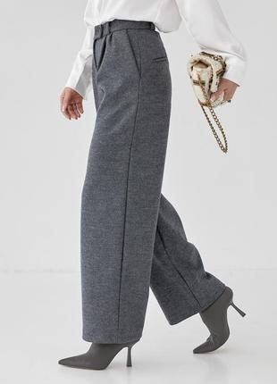 Жіночі теплі штани прямого крою — сірий колір, m (є розміри) l5 фото